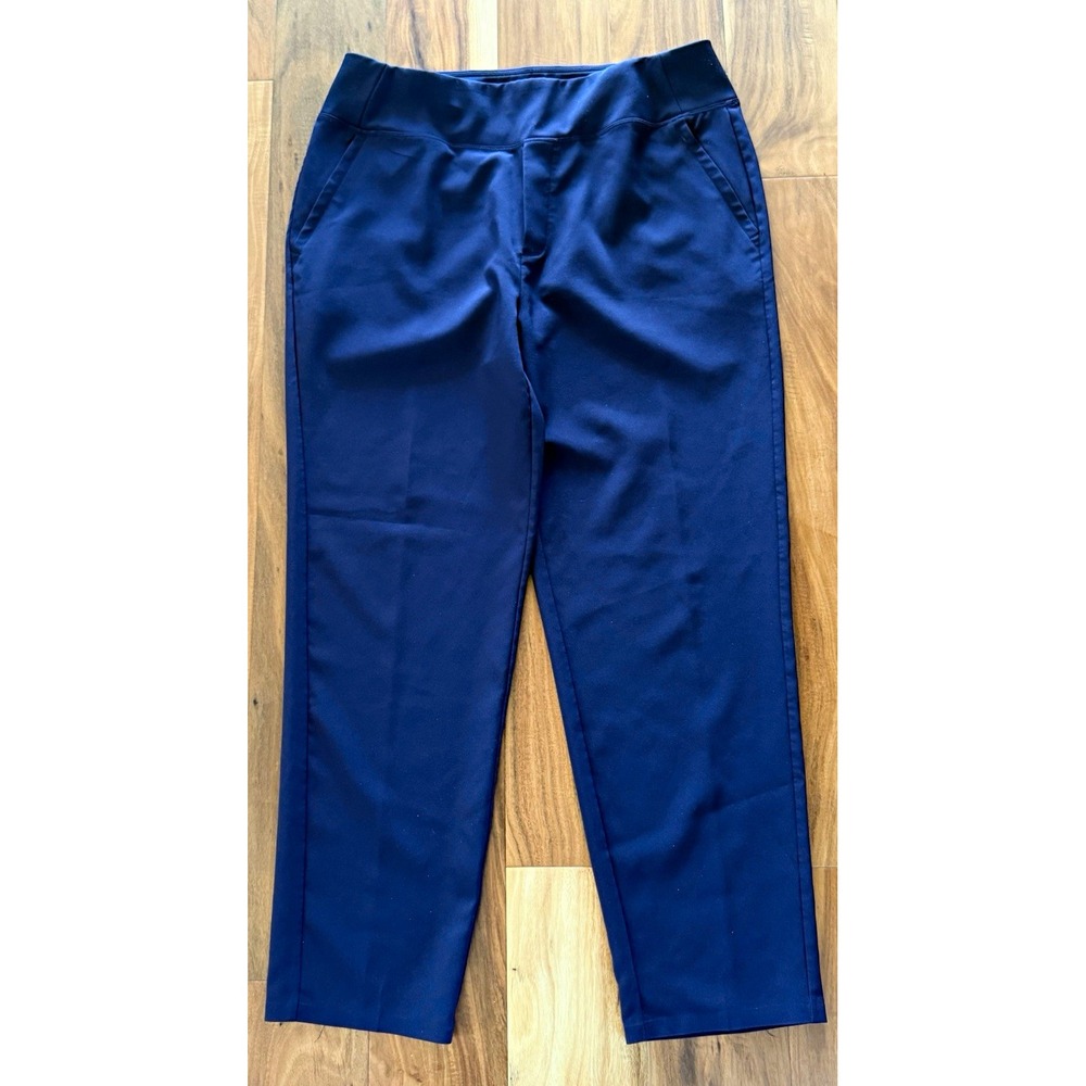 IBKUL Women's Blue Pull-On Track Pants Elastic Waist Tapered Solid Size 12